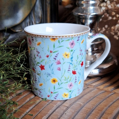 Tasse "Mister Darcy" fleurs des champs bleues