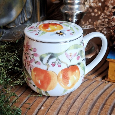 Tasse abricot Toscane, couvercle et filtre intégré